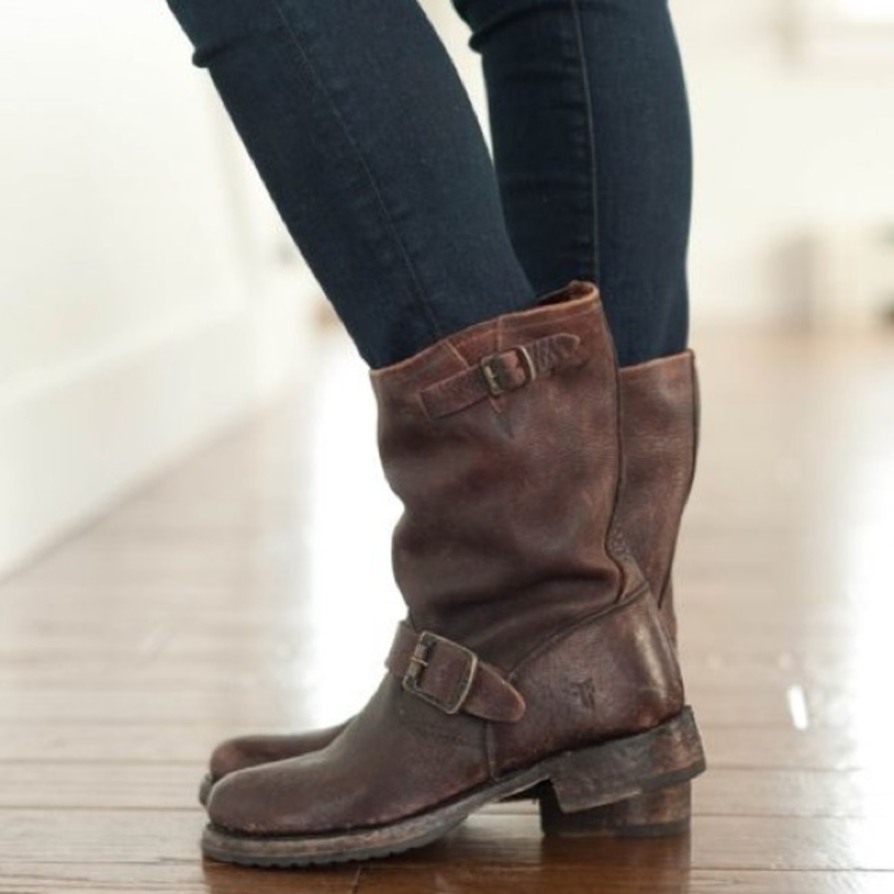 Frye Brown Leather Veronica Short Boots